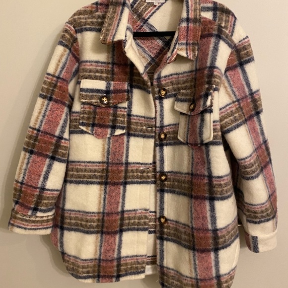 Come Around Pink Plaid Shacket - Picture 4 of 4
